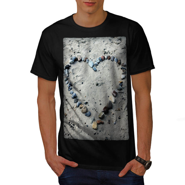 Beach Pebble Heart Mens T-Shirt