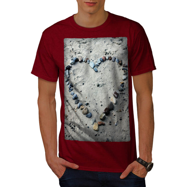 Beach Pebble Heart Mens T-Shirt