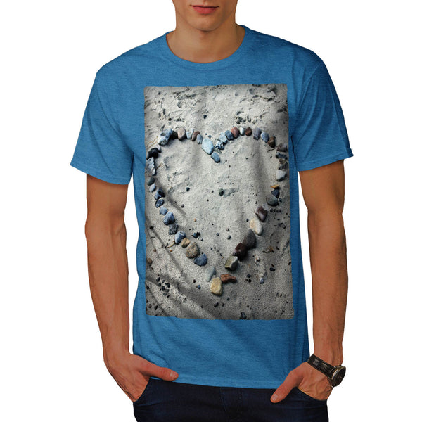 Beach Pebble Heart Mens T-Shirt