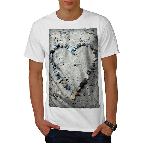 Beach Pebble Heart Mens T-Shirt