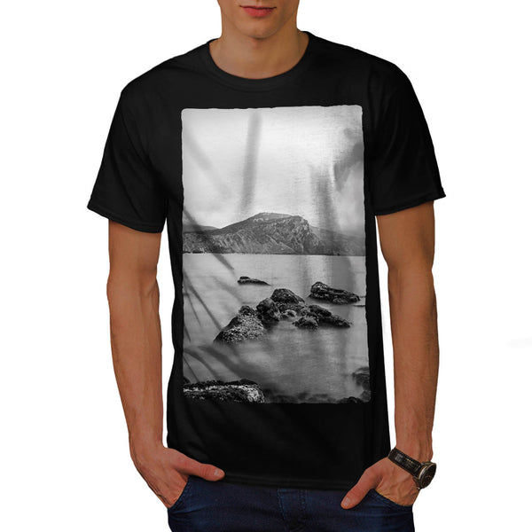 Foggy Sea Shore Mens T-Shirt