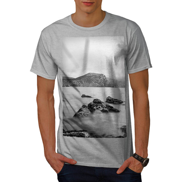 Foggy Sea Shore Mens T-Shirt