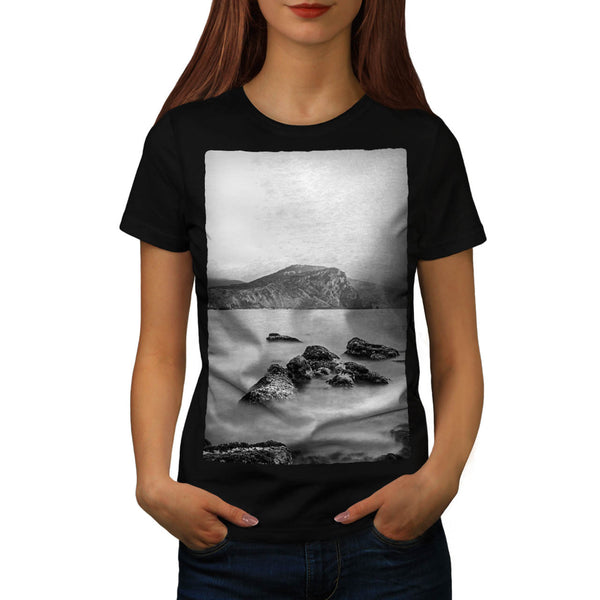 Foggy Sea Shore Womens T-Shirt