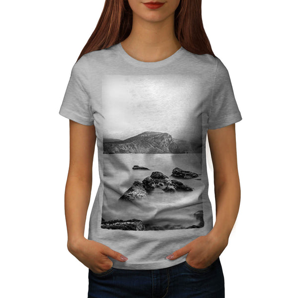 Foggy Sea Shore Womens T-Shirt