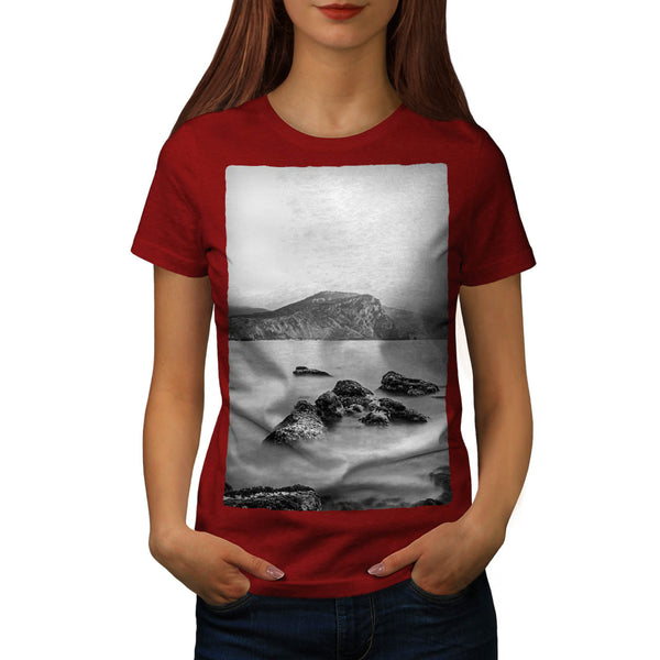 Foggy Sea Shore Womens T-Shirt