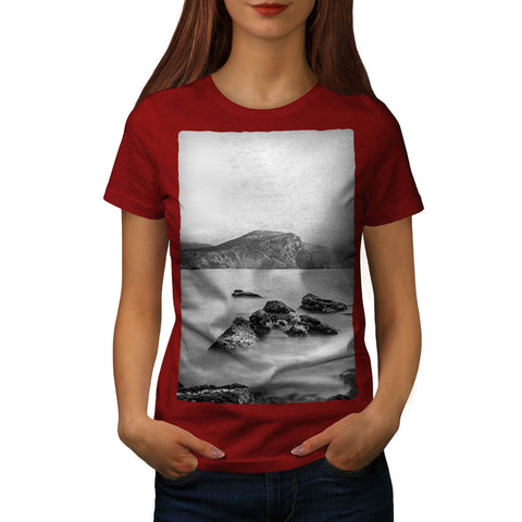 Foggy Sea Shore Womens T-Shirt