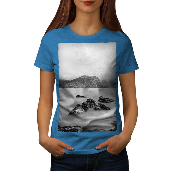 Foggy Sea Shore Womens T-Shirt