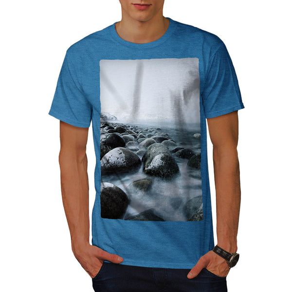 Foggy Sea Shore Mens T-Shirt