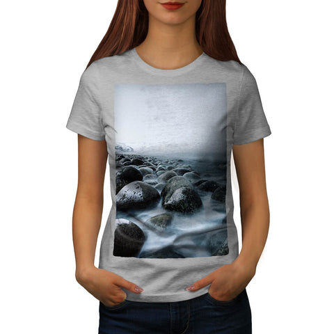 Foggy Sea Shore Womens T-Shirt