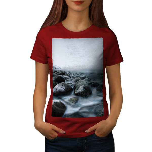 Foggy Sea Shore Womens T-Shirt