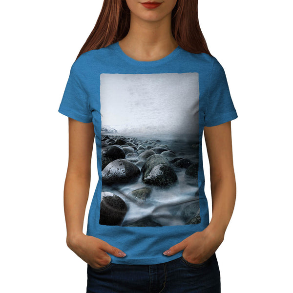 Foggy Sea Shore Womens T-Shirt