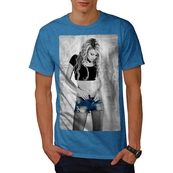 Blond In Blue Jeans Mens T-Shirt