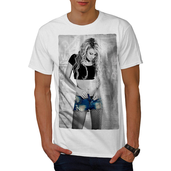 Blond In Blue Jeans Mens T-Shirt