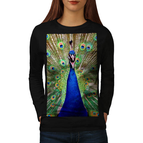 Lovely Peacock Tail Womens Long Sleeve T-Shirt