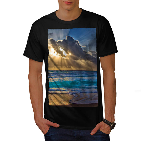 Cloudy Summer Beach Mens T-Shirt