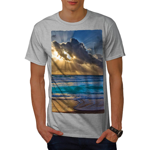 Cloudy Summer Beach Mens T-Shirt