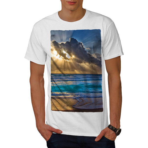 Cloudy Summer Beach Mens T-Shirt