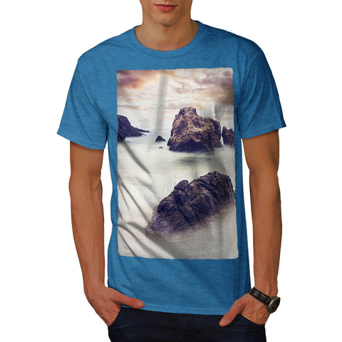 Foggy Sea Shore Mens T-Shirt