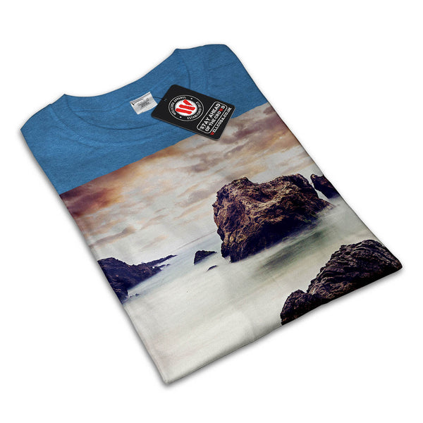 Foggy Sea Shore Womens T-Shirt