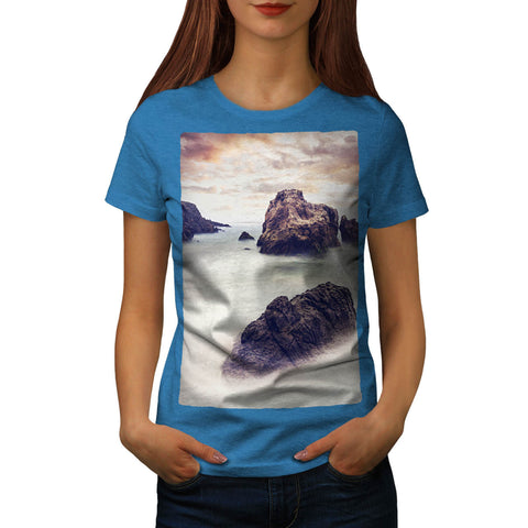 Foggy Sea Shore Womens T-Shirt