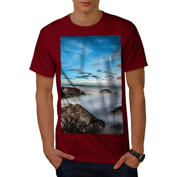 Foggy Sea Shore Mens T-Shirt