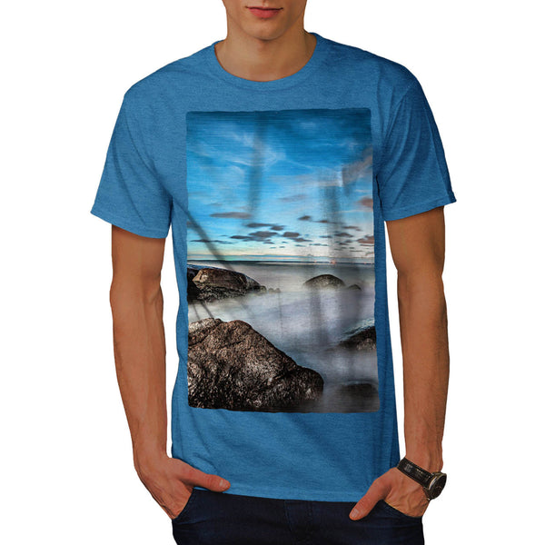 Foggy Sea Shore Mens T-Shirt