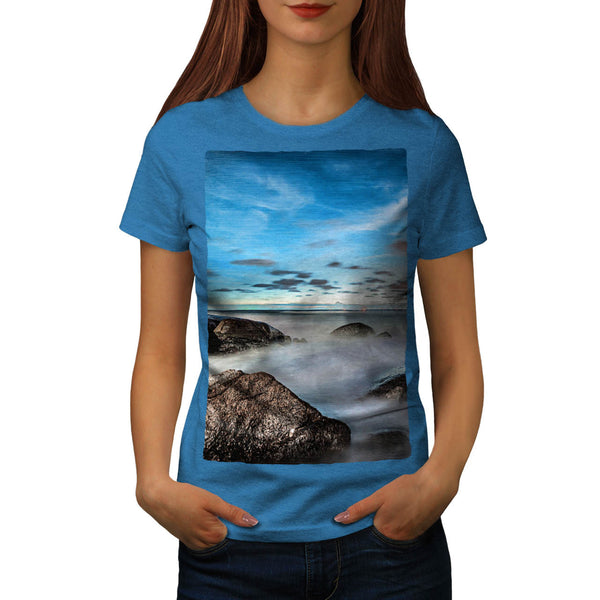 Foggy Sea Shore Womens T-Shirt