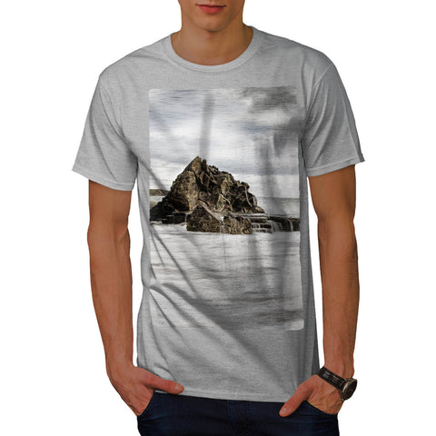 Foggy Sea Shore Mens T-Shirt
