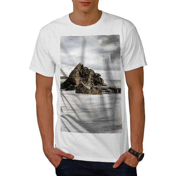 Foggy Sea Shore Mens T-Shirt