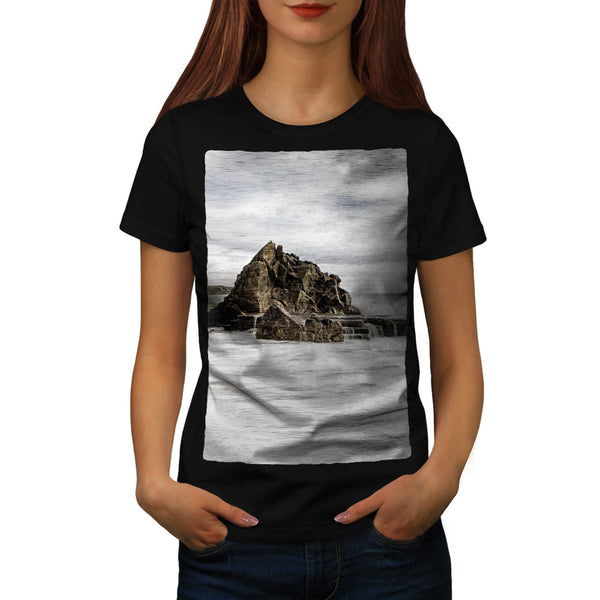 Foggy Sea Shore Womens T-Shirt