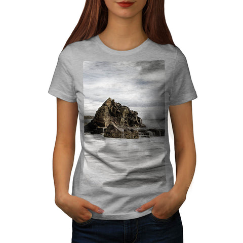 Foggy Sea Shore Womens T-Shirt