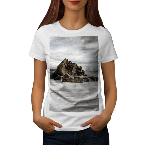 Foggy Sea Shore Womens T-Shirt