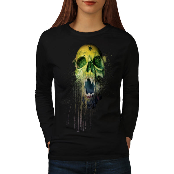 Skull Vampire Head Womens Long Sleeve T-Shirt