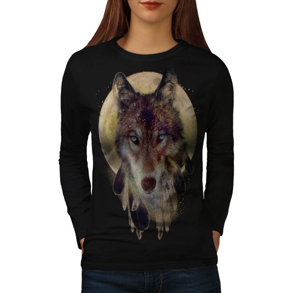 Wolf Dream Catcher Womens Long Sleeve T-Shirt
