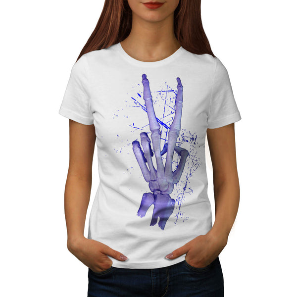 Peace Sign Skeleton Womens T-Shirt
