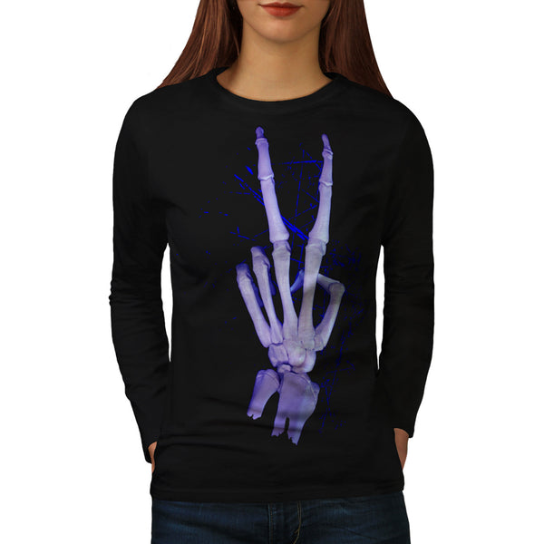 Peace Sign Skeleton Womens Long Sleeve T-Shirt