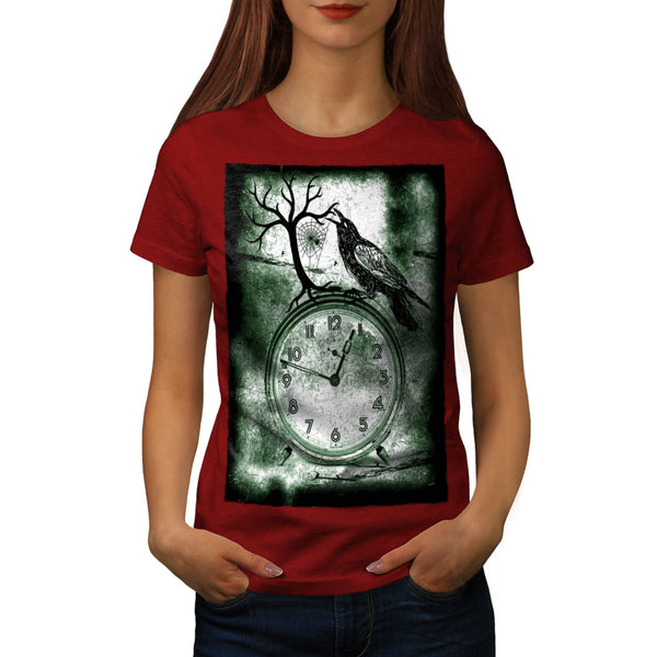 Crow Clock Time Old Womens T-Shirt