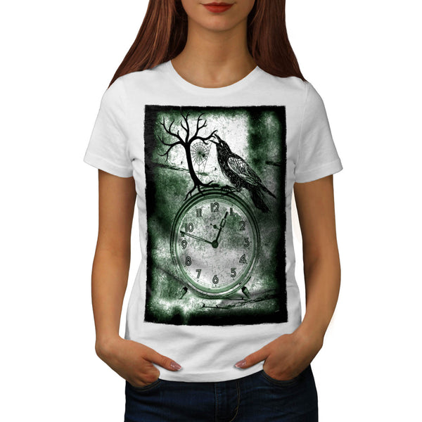 Crow Clock Time Old Womens T-Shirt