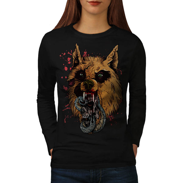 Wild Wolf Skull Kill Womens Long Sleeve T-Shirt