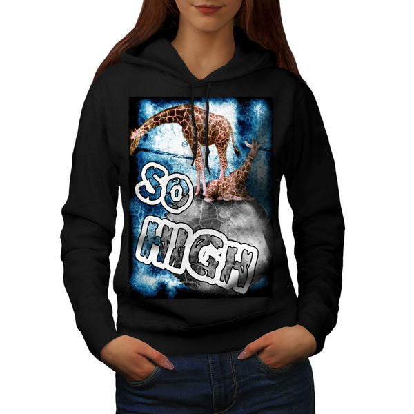 Giraffe On Full Moon Womens Hoodie