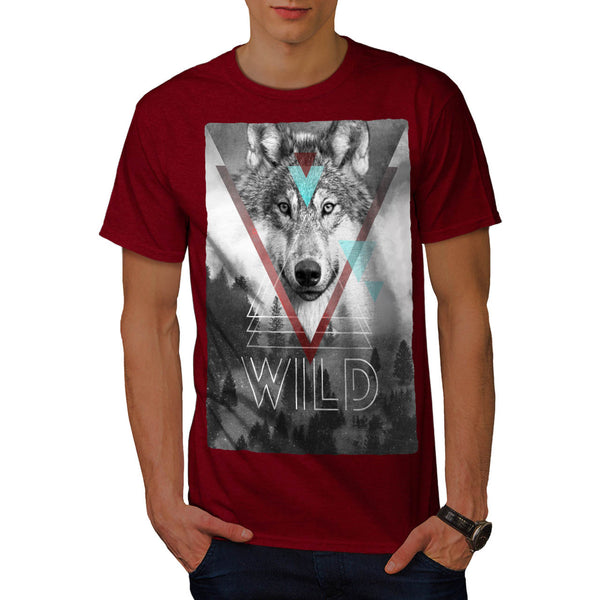 Wolf Head In Forest Mens T-Shirt