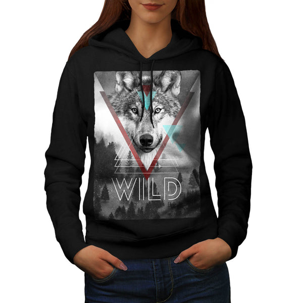Wolf Head In Forest Womens Hoodie