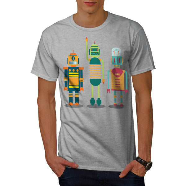 Cartoon Robot Party Mens T-Shirt