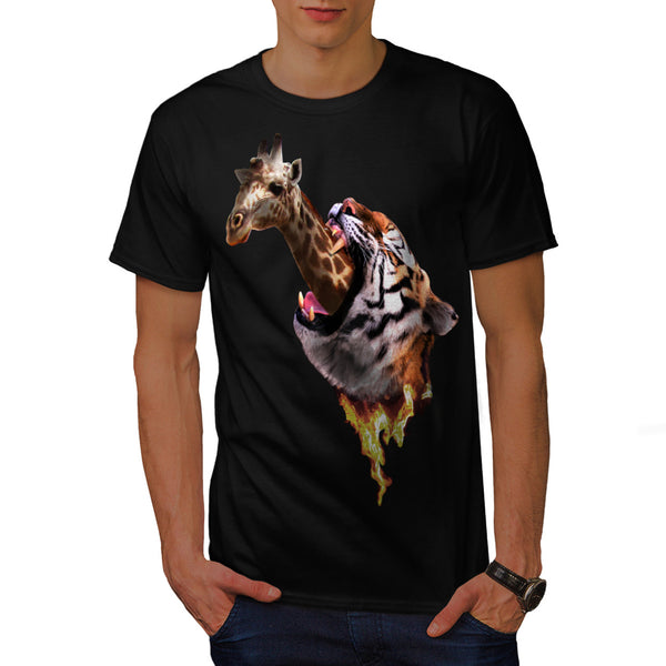 Tiger Eat Giraffe Mens T-Shirt
