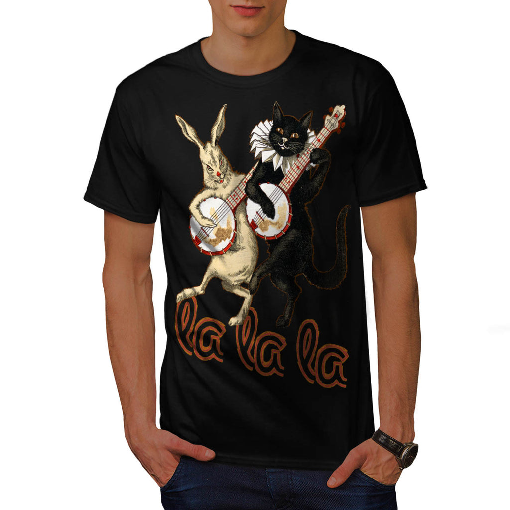 Cat Rabbit Musician Mens T-Shirt
