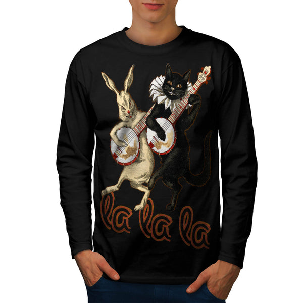 Cat Rabbit Musician Mens Long Sleeve T-Shirt