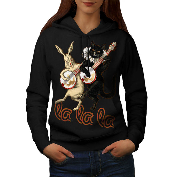 Cat Rabbit Musician Womens Hoodie