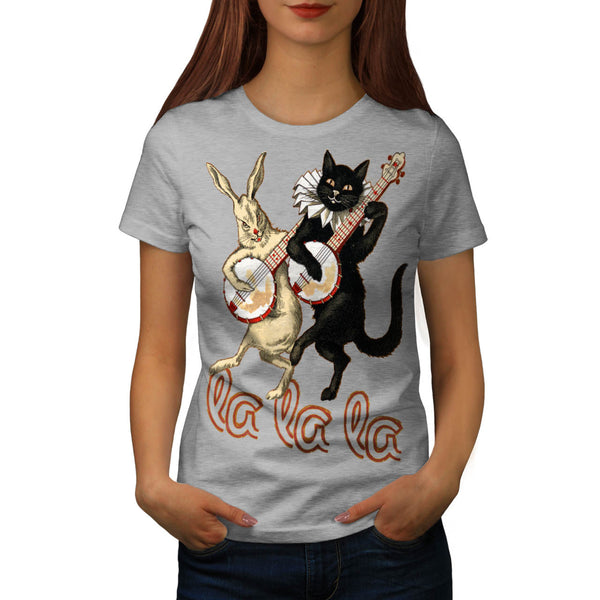 Cat Rabbit Musician Womens T-Shirt