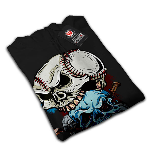 Skull Play Baseball Womens Hoodie