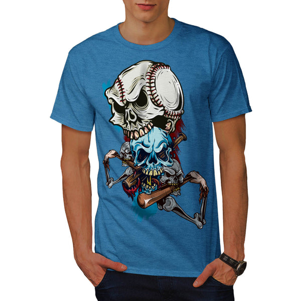 Skull Play Baseball Mens T-Shirt